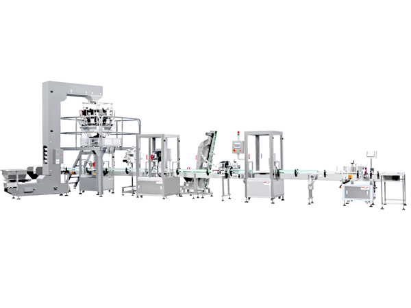 干果灌裝（帶卡盤式自動灌裝）封罐旋蓋貼標(biāo)噴碼線